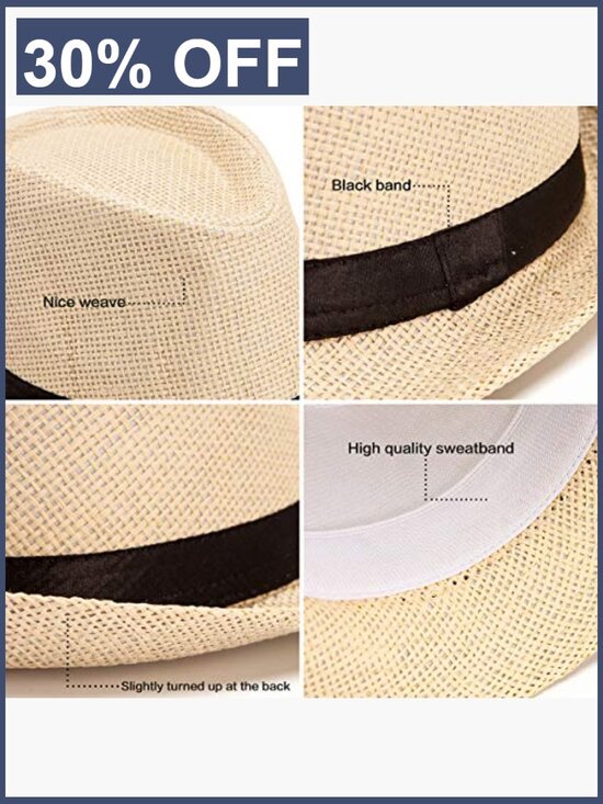 Trilby Fedora Hat 1920s Wool Felt Panama Short Brim Unisex Adjustable main image 6